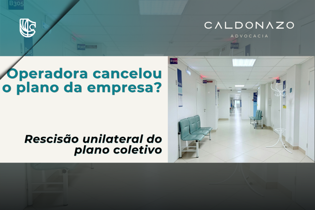Corredor vazio de clínica ilustrando o cancelamento do plano de saúde empresarial pela operadora